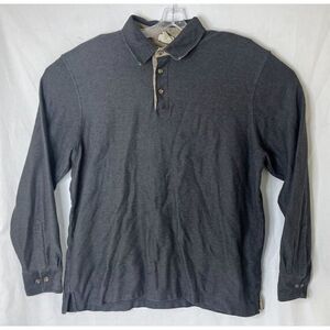 Vintage LL Bean Herring Bone Polo Ruby Long Sleeve Size Large Regular Fit Shirt